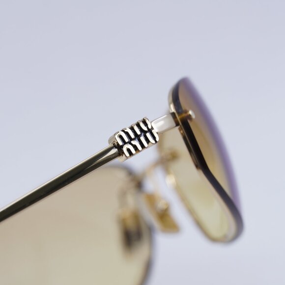 Miu Miu MUA50S 5AK7R1 Sunglasses Gold Rectangle Frame, Yellow Lenses main image 6